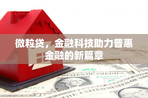 西海岸微粒贷，金融科技助力普惠金融的新篇章