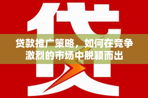 西海岸贷款推广策略，如何在竞争激烈的市场中脱颖而出
