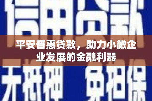 西海岸平安普惠贷款，助力小微企业发展的金融利器