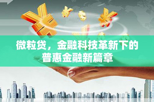 西海岸微粒贷，金融科技革新下的普惠金融新篇章