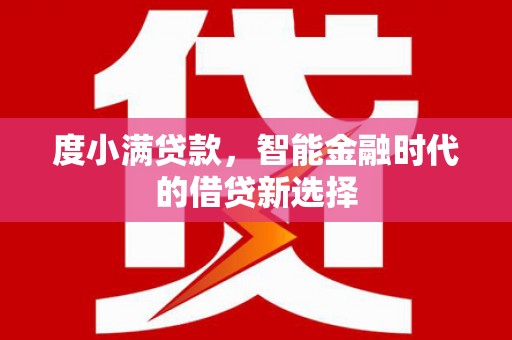 西海岸度小满贷款，智能金融时代的借贷新选择