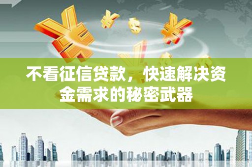 西海岸不看征信贷款，快速解决资金需求的秘密武器