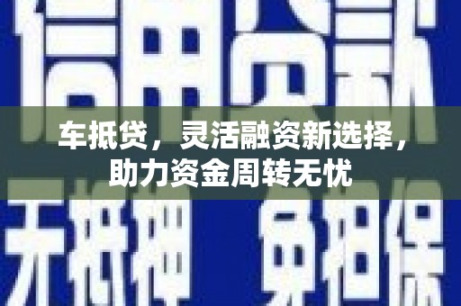 西海岸车抵贷，灵活融资新选择，助力资金周转无忧