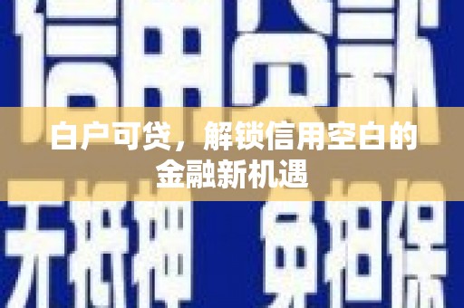 西海岸白户可贷，解锁信用空白的金融新机遇