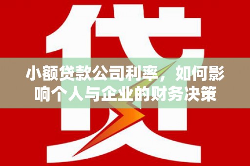 西海岸小额贷款公司利率，如何影响个人与企业的财务决策