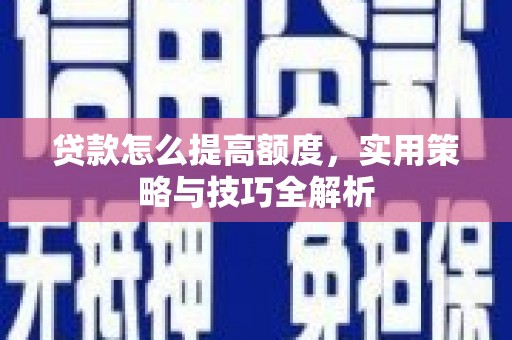 西海岸贷款怎么提高额度，实用策略与技巧全解析