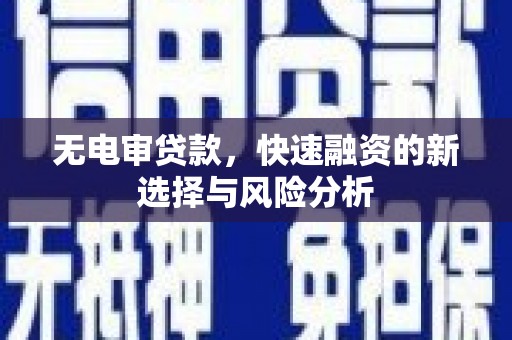 西海岸无电审贷款，快速融资的新选择与风险分析