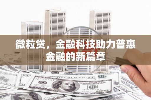 西海岸微粒贷，金融科技助力普惠金融的新篇章