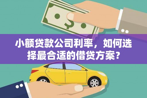 西海岸小额贷款公司利率，如何选择最合适的借贷方案？